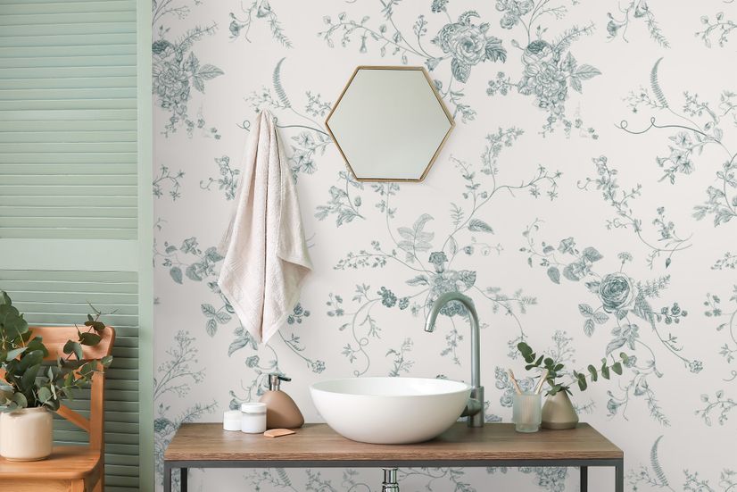 Monochrome Floral Drawing Art Wallpaper Mural