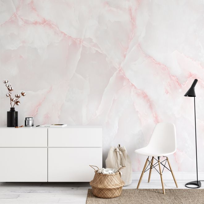 Abstract Pink Marble Stone Art Wallpaper Mural