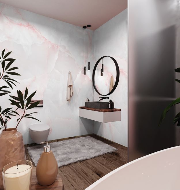 Abstract Pink Marble Stone Art Wallpaper Mural