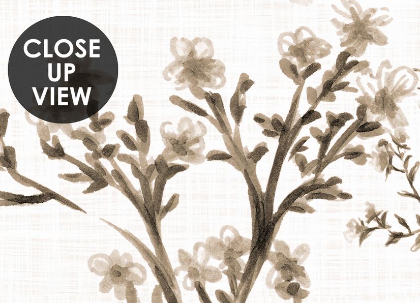 Monochrome Botanical Plants Chinoiserie Wallpaper Mural