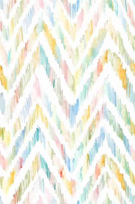 Watercolor Multicolor Chevron Ikat Design Art Wallpaper Mural