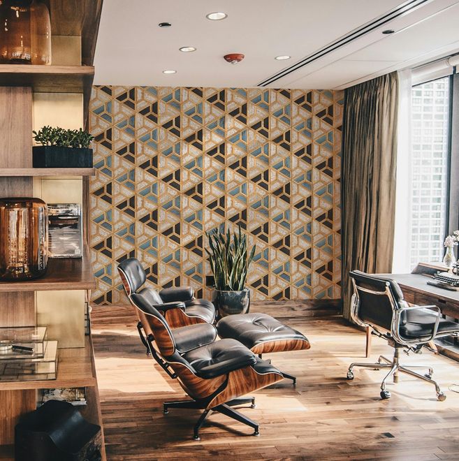 Geometric Shape Wood Look Texture Wallpaper Mural
