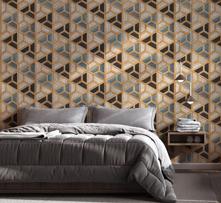 Geometric Shape Wood Look Texture Wallpaper Mural