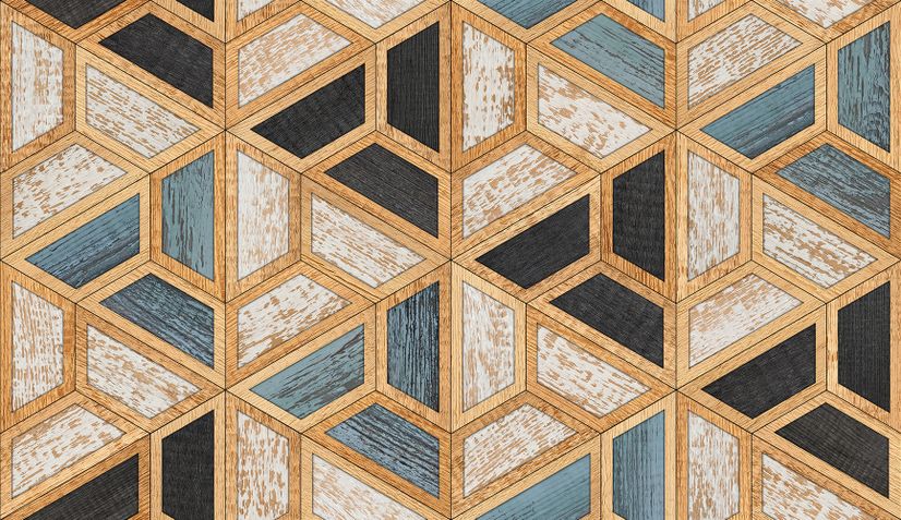 Geometric Shape Wood Look Texture Wallpaper Mural