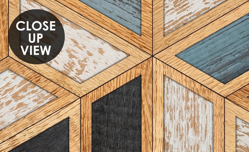 Geometric Shape Wood Look Texture Wallpaper Mural