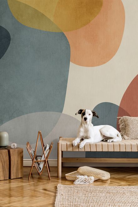 Abstract Geometric Shapes Paintbrush Art Wallpaper Mural