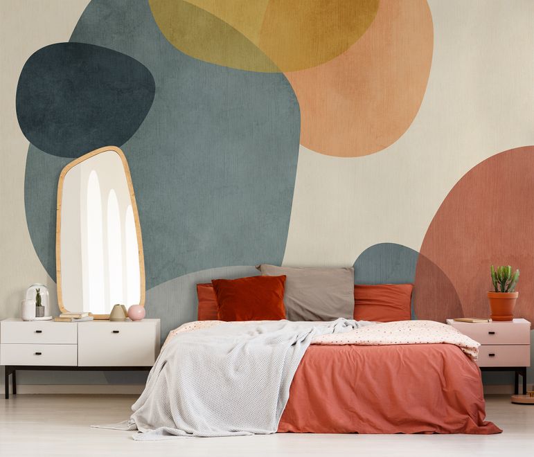 Abstract Geometric Shapes Paintbrush Art Wallpaper Mural
