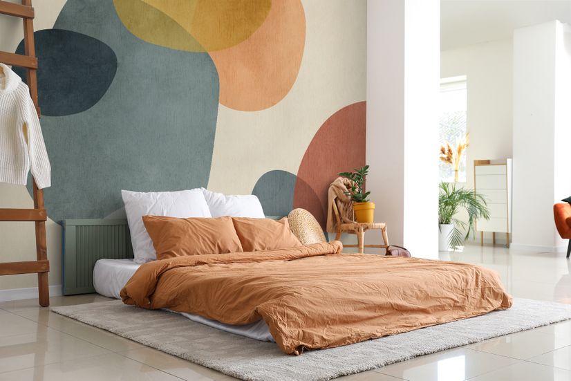 Abstract Geometric Shapes Paintbrush Art Wallpaper Mural