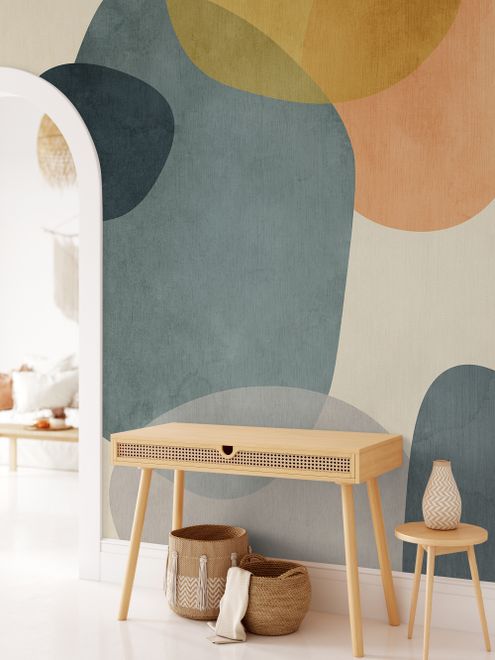 Abstract Geometric Shapes Paintbrush Art Wallpaper Mural