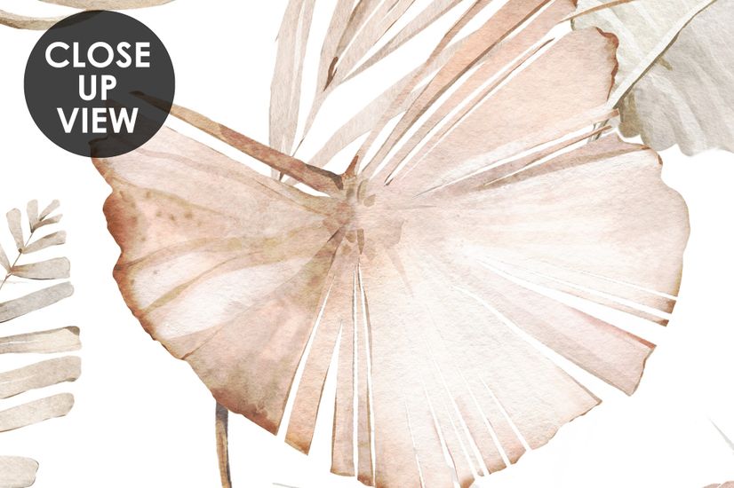 Soft Flamingo Art with Boho Tropical Leaf Wallpaper Mural