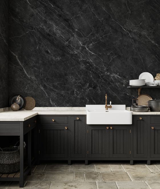 Dark Faux Marble Granite Slate Wallpaper Mural