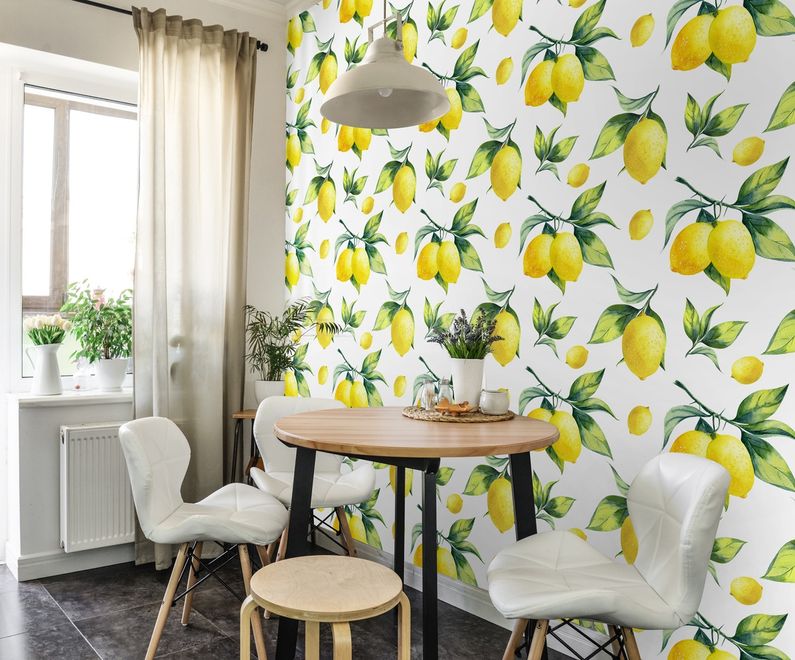 Lemon with Leaf Wallpaper Mural