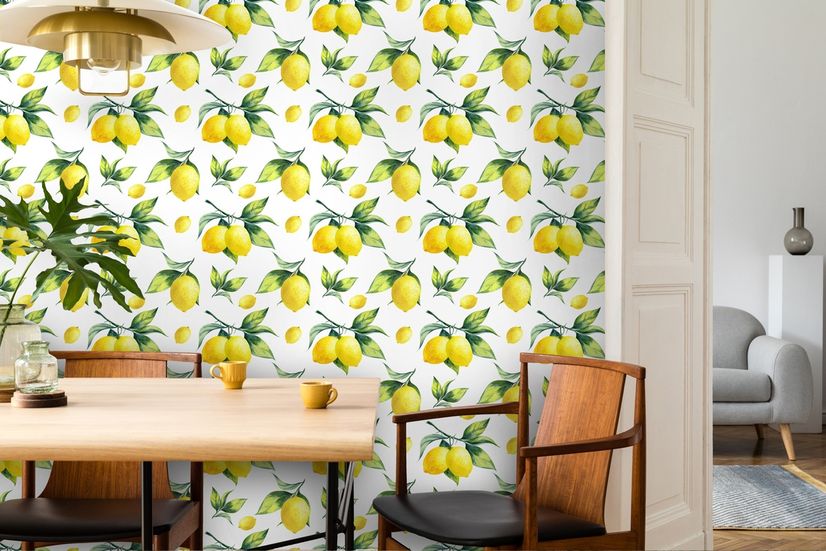 Lemon with Leaf Wallpaper Mural