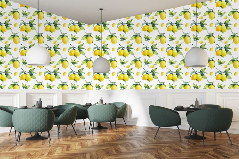 Lemon with Leaf Wallpaper Mural