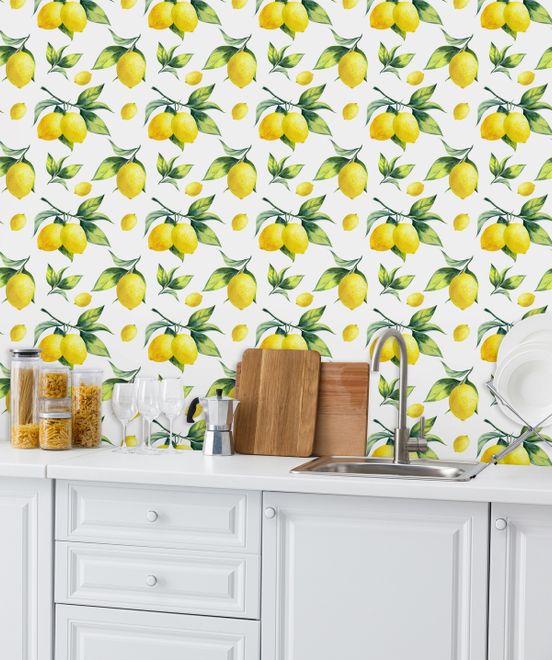 Lemon with Leaf Wallpaper Mural