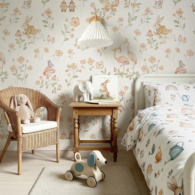 Kids Storybook Garden Animals Wallpaper Mural