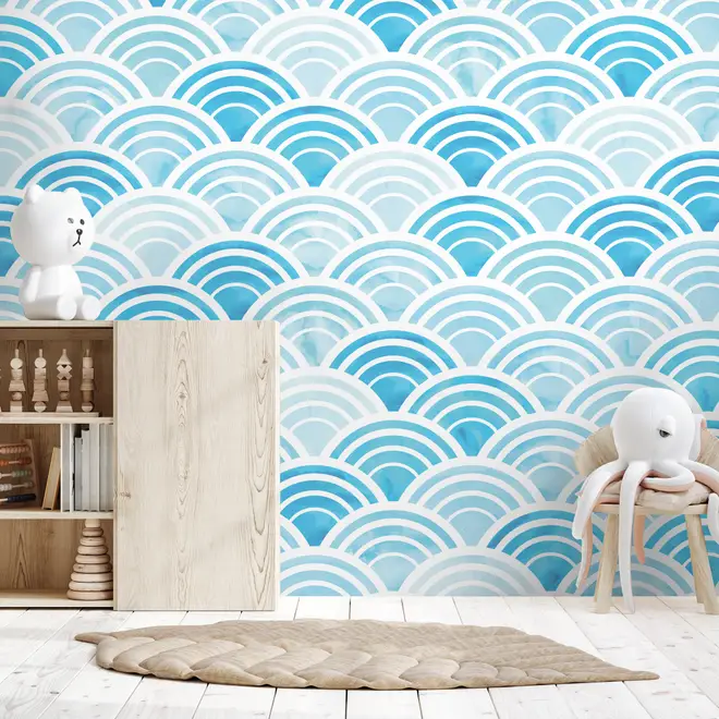 Seashell Pattern Wallpaper Mural for Nursery and Kids Room