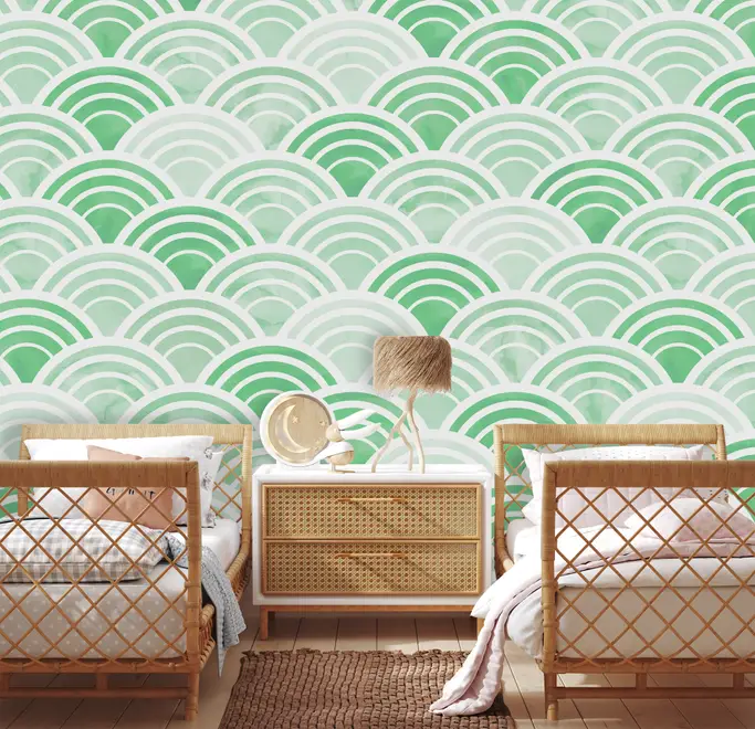 Seashell Pattern Wallpaper Mural for Nursery and Kids Room