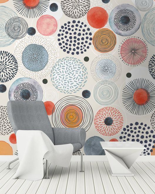 Abstract Colorful Circle Wallpaper Mural