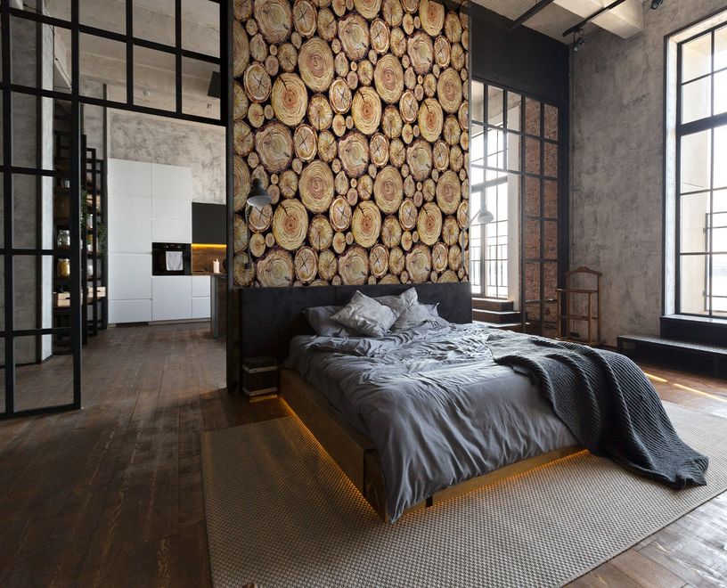 Stacked Wooden Stumps Wallpaper Mural