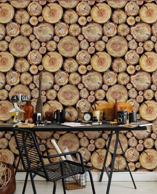 Stacked Wooden Stumps Wallpaper Mural