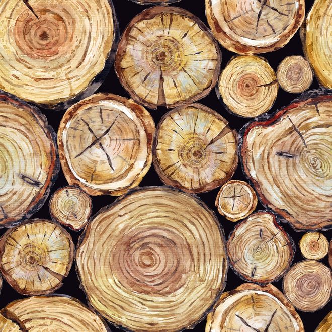 Stacked Wooden Stumps Wallpaper Mural