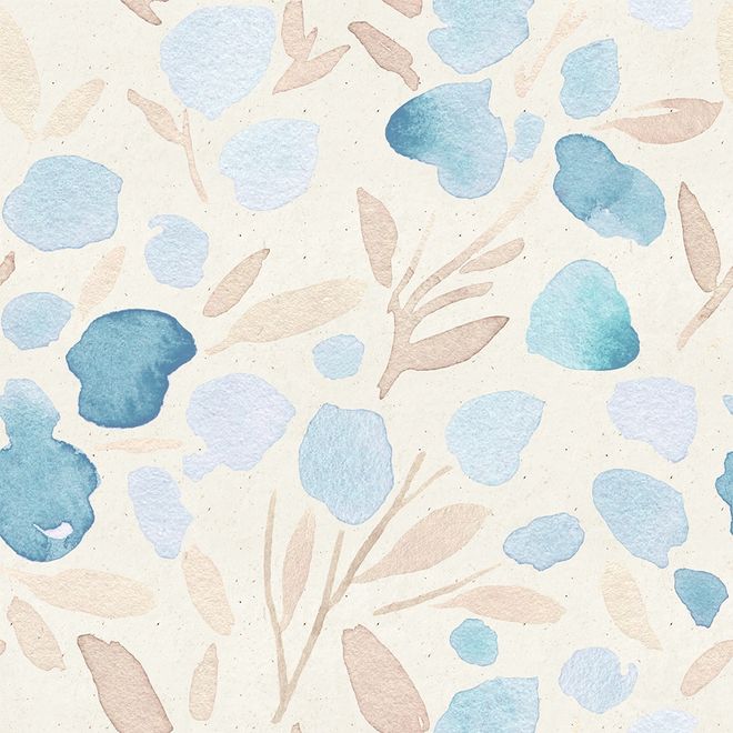 Watercolor Leaf and Twigs Printing Wallpaper Mural