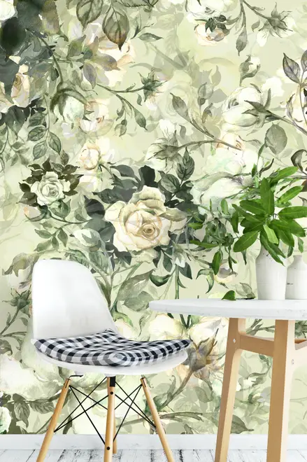 Vintage Rose Flower Wallpaper Mural