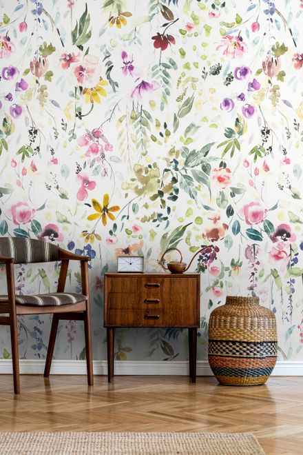 Watercolor Wildflower Wallpaper Mural