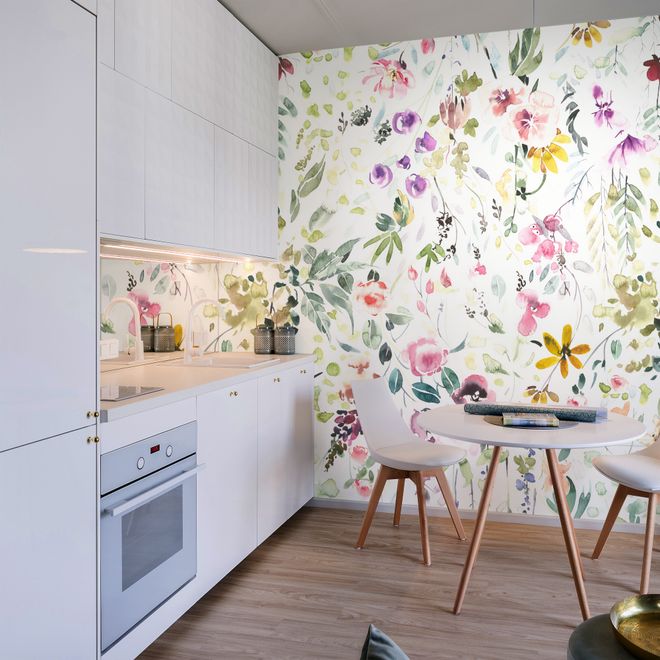 Watercolor Wildflower Wallpaper Mural