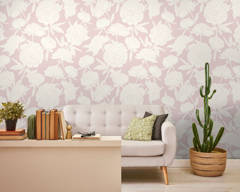 Drawing Peony Floral Art Wallpaper Mural