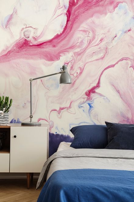 Pink Blue Marble Style Brush Wallpaper Mural