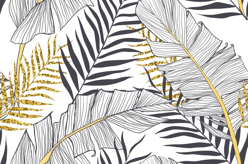 Tropical Golden Leaf Wallpaper Mural