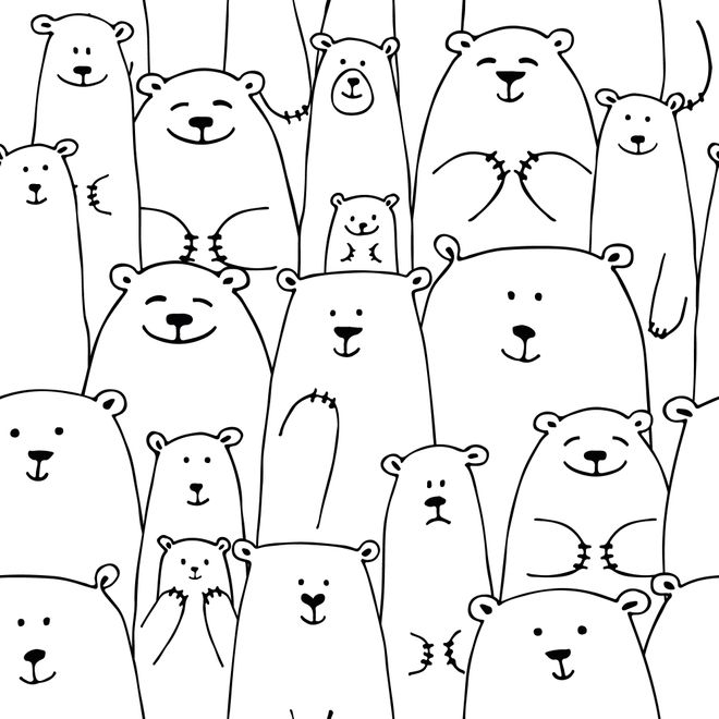 Hand Drawing Kids Cute Bear Art Wallpaper Mural