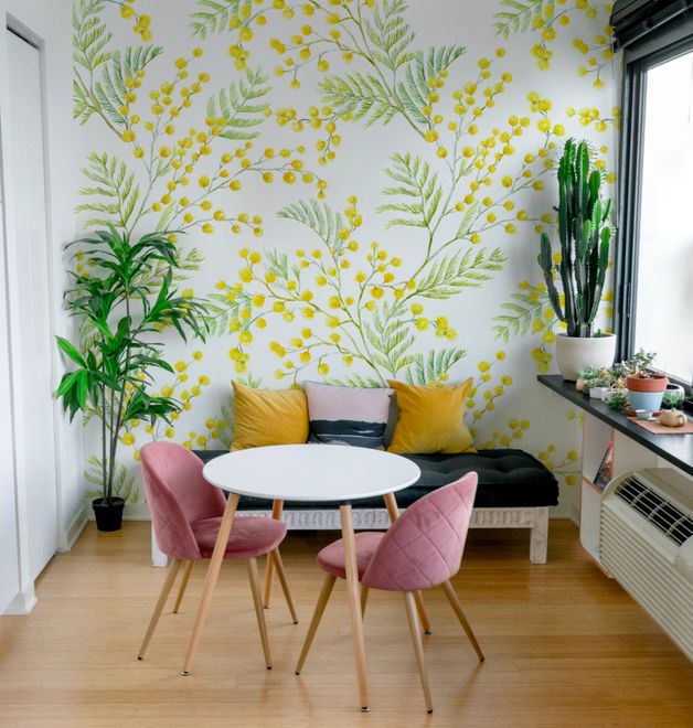 Yellow Herbs Floral Wallpaper Mural