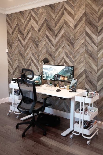 Natural Wood Texture Effect Chevron Wallpaper Mural