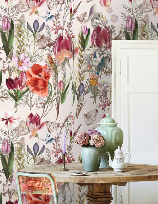 Spring Flowers Pattern Wallpaper Mural