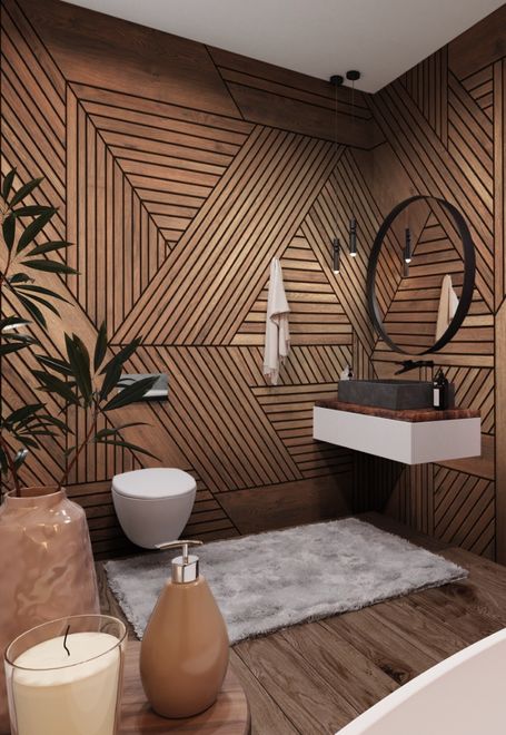 Geometric Wood Texture Effect Wallpaper Mural