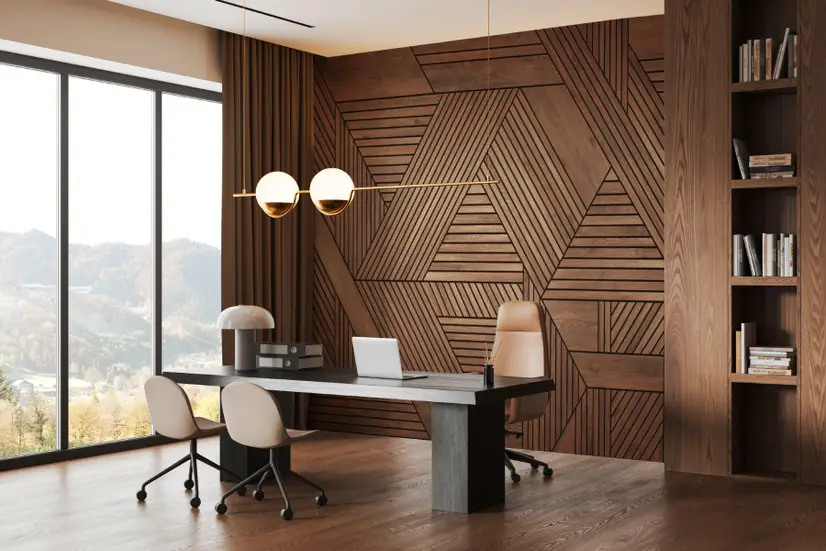Geometric Wood Texture Effect Wallpaper Mural