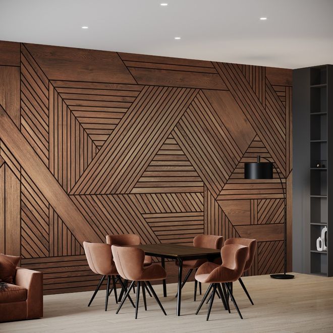Geometric Wood Texture Effect Wallpaper Mural
