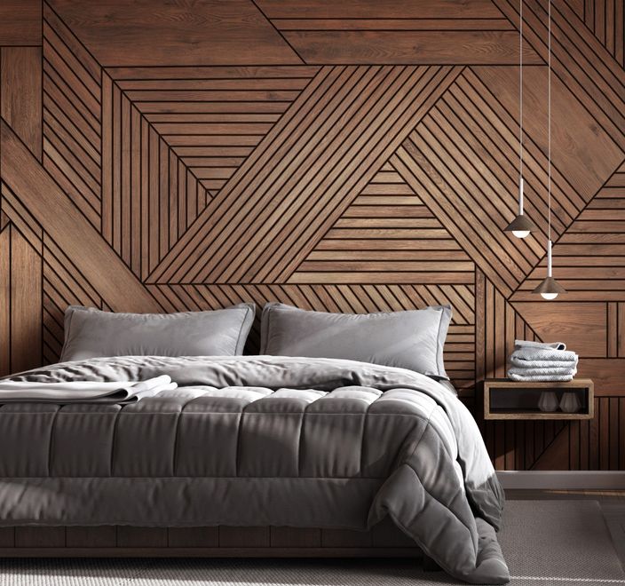 Geometric Wood Texture Effect Wallpaper Mural