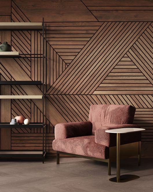 Geometric Wood Texture Effect Wallpaper Mural