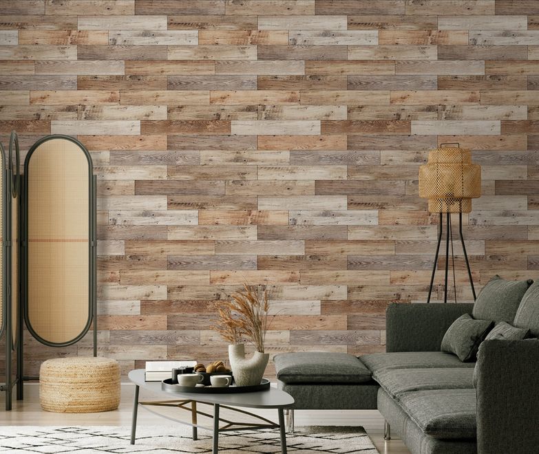 Reclaimed Wood Panel Look Wallpaper Mural