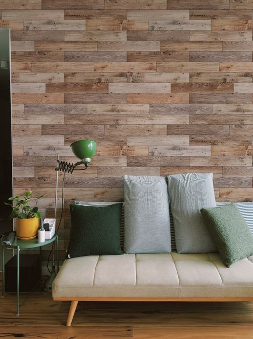 Reclaimed Wood Panel Look Wallpaper Mural