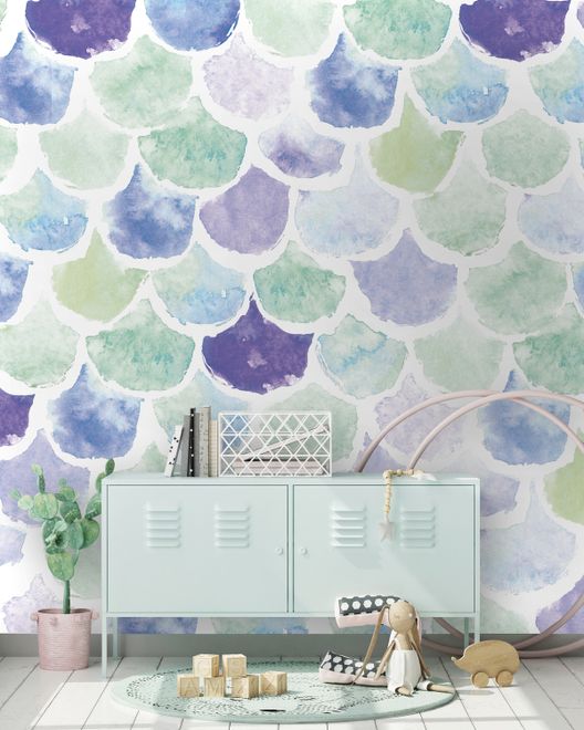 Colorful Mermaid Pattern Wallpaper Mural
