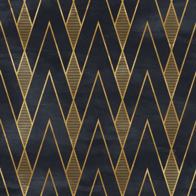 Art Deco Triangle Line on Dark Background Wallpaper Mural