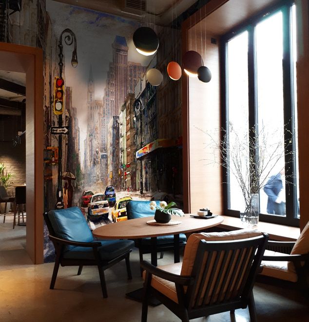 Oil Paintinging Style Street View of New York City Landscape Wallpaper Mural