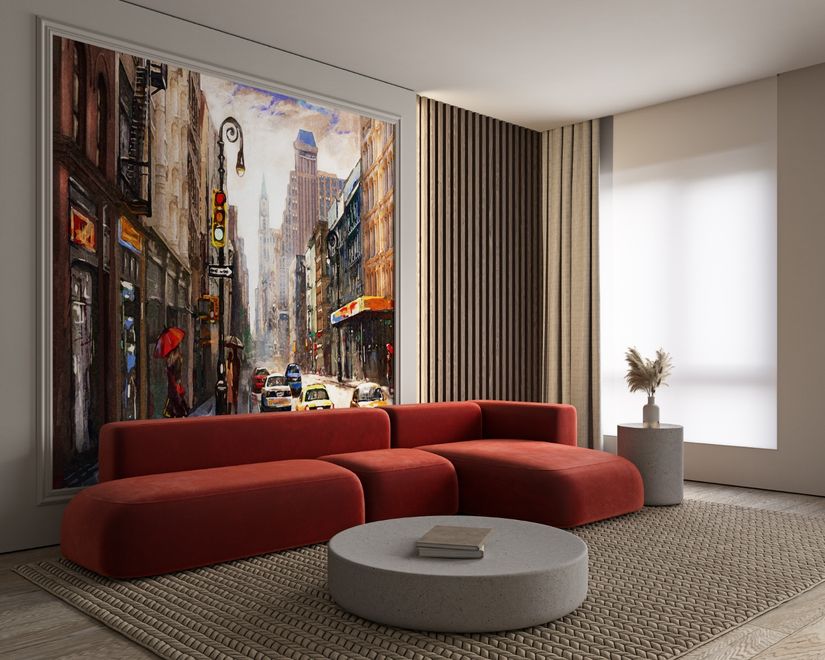 Oil Paintinging Style Street View of New York City Landscape Wallpaper Mural