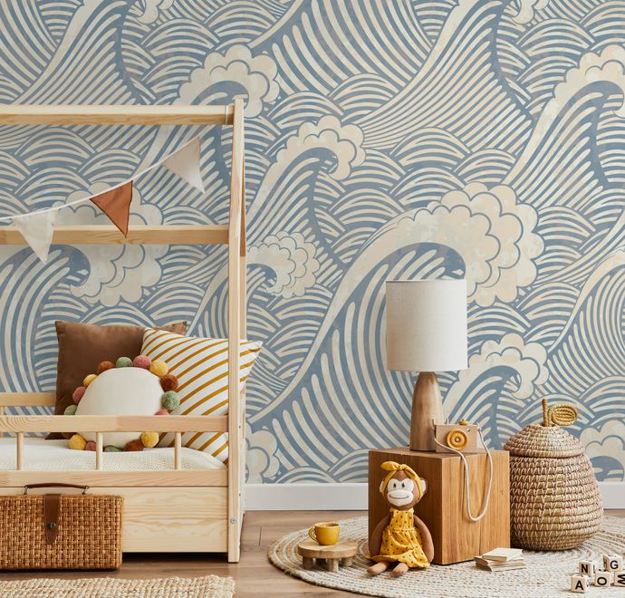 Watercolor Ocean Waves Wallpaper Mural