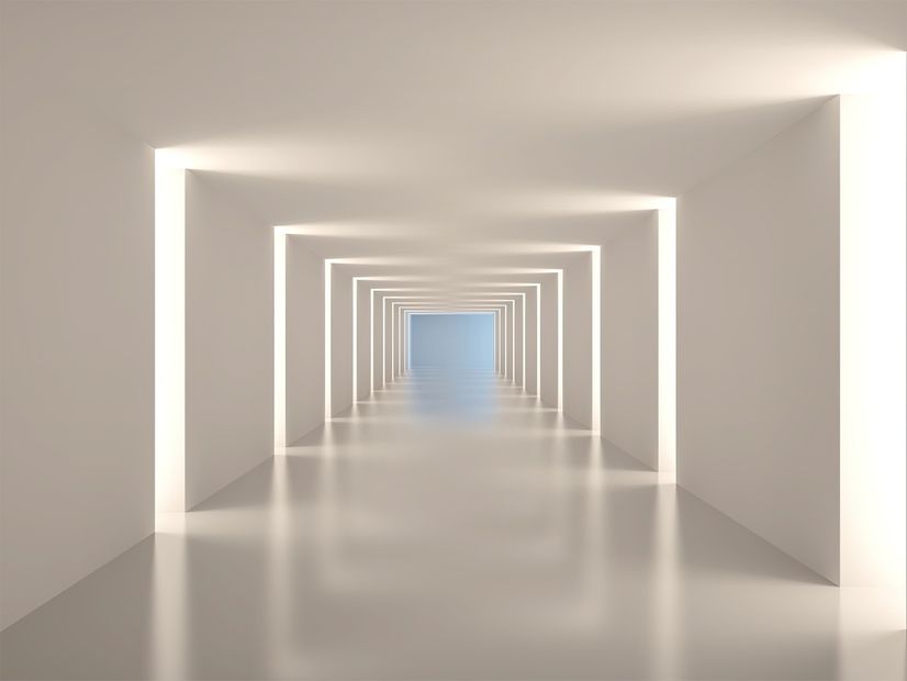 3D Look Illustrational Abstract White Corridor Wallpaper Mural